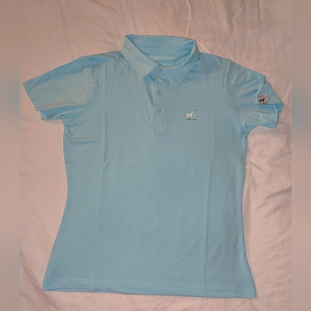 Women's Golf Pickleball Shirt Large Moisture Wicking SPF 30 Proud 90 NWOT Blue